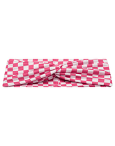 Hot Pink Checkered Mom Headband